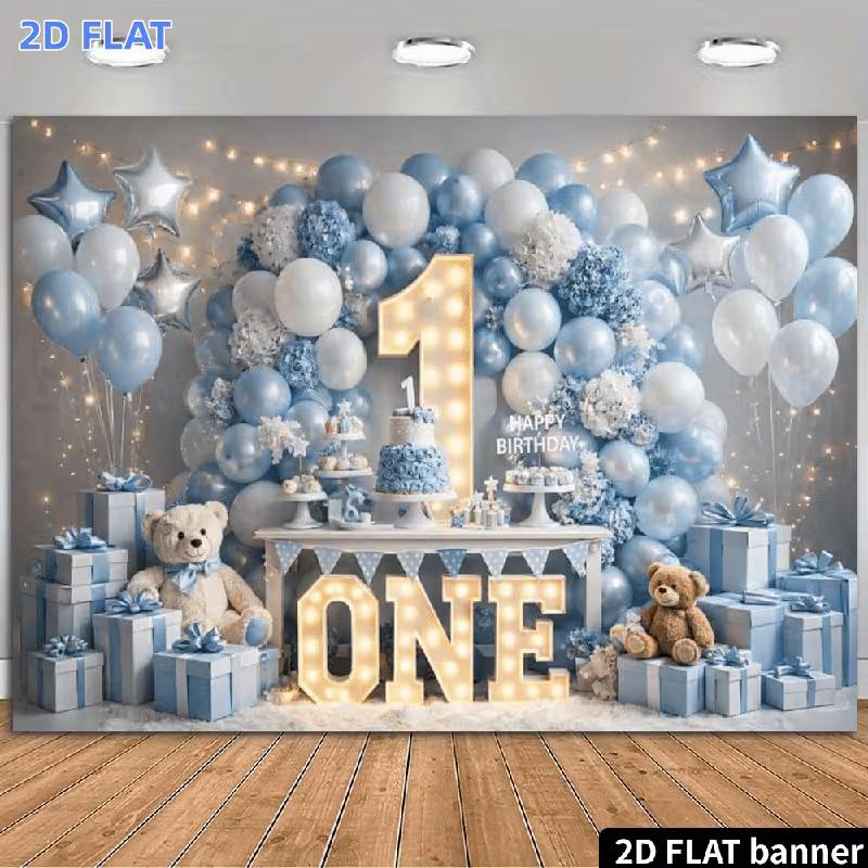 Sfondo Orsacchiotto 2D per il 1° Compleanno per Fotografia di Neonati