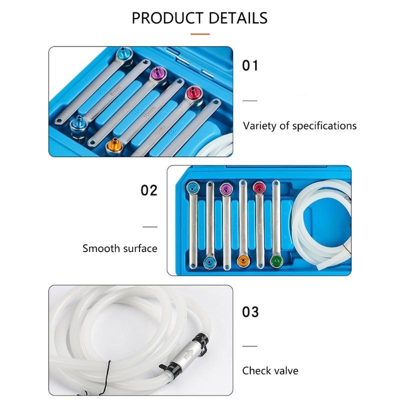 Professional 12 Point Brake Bleeding Tool Set Including 6 Metal Wrenches .2M Oil Discharge Hose