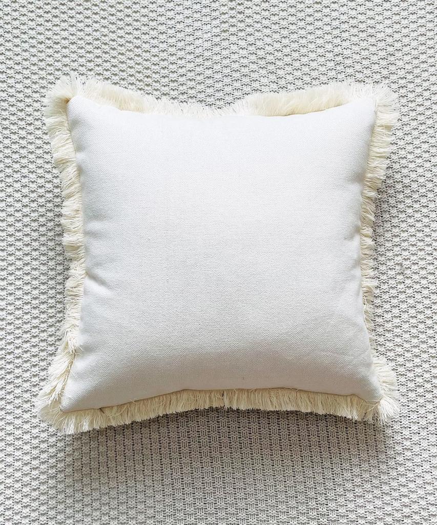 Cushion Cover, Interior, Asian, Ethnic, Fringe, Natural, Balinese, Exotic, Asian, 45x45, Ethnic Style Cushion Cover (Other 2)