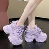 Fashion 9.5cm Autumn Spring Chunky Sneakers Women Lace Up Non-slip Platform Sports Shoes Thick Bottom Shoes Female Heels Casual Sneakers