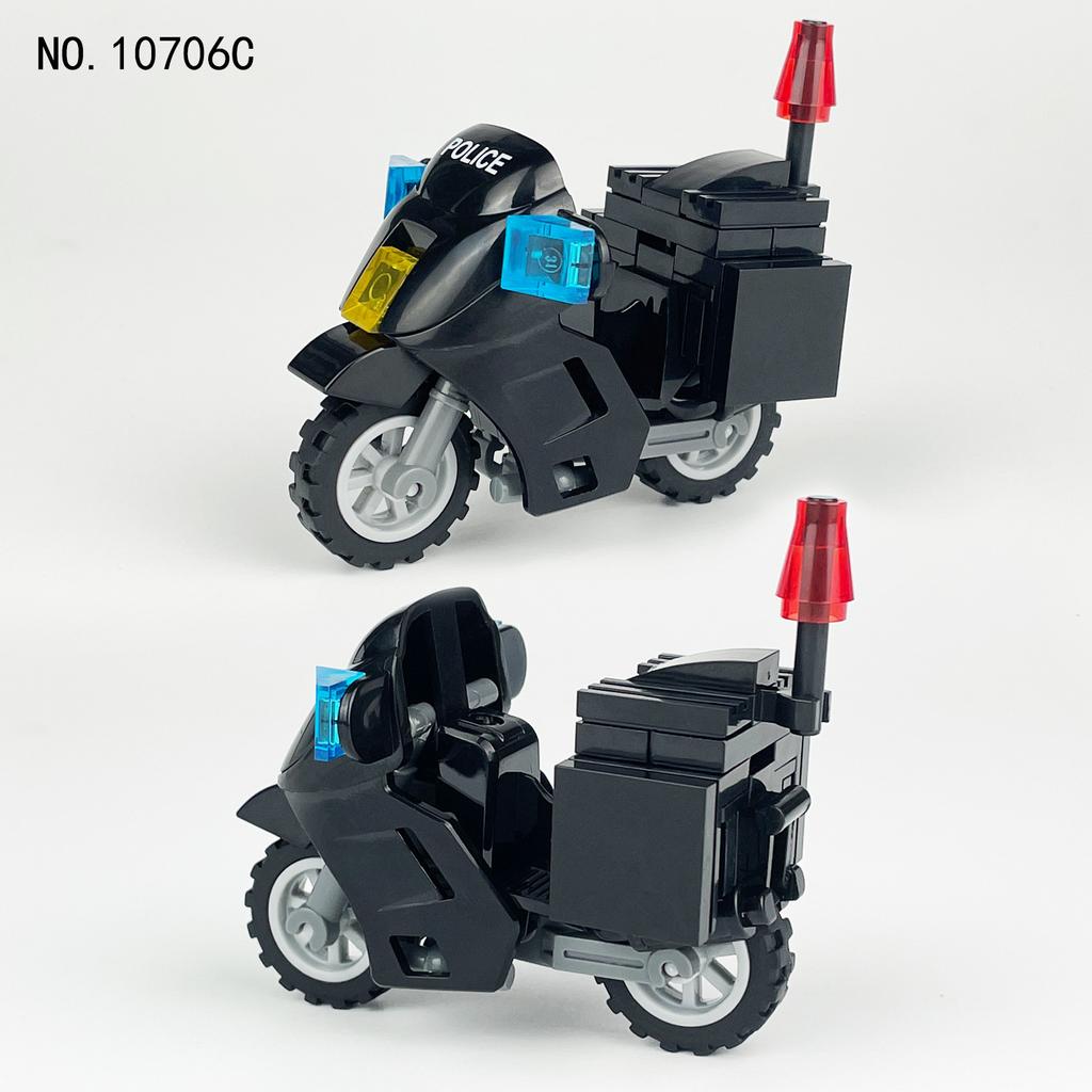 Cavalry Security Motorcycle 10706C Small Particle Patrol Car Children'S Assembled Building Block Toy