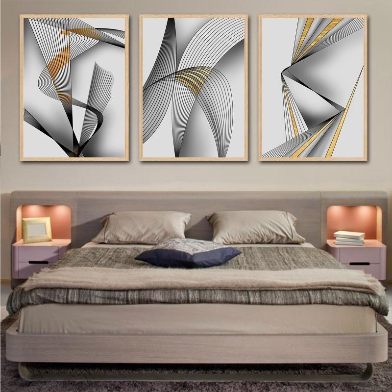 Modernes Abstraktes Linien Geometrisches Streamer Leinwandgemälde Wandkunst Drucke Poster für Wohnzimmer Dekor Kein Rahmen