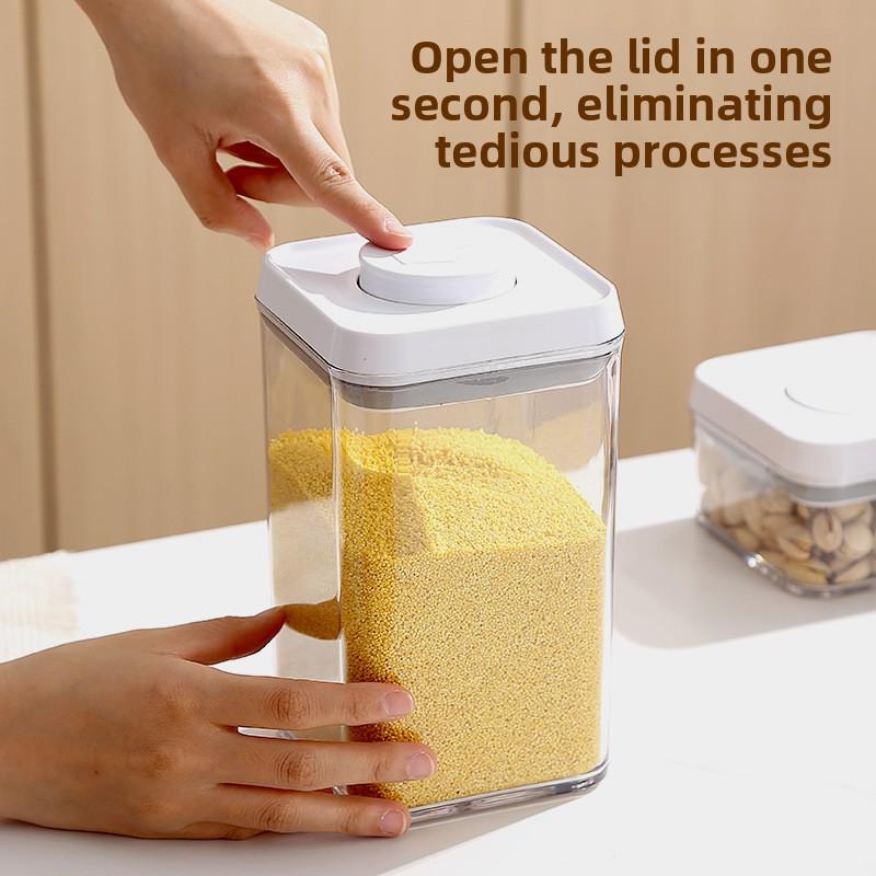 Kitchen Push-button Multi-grain Sealed Container for Food-grade Dried Fruits and Snacks Storage Plastic Storage Can