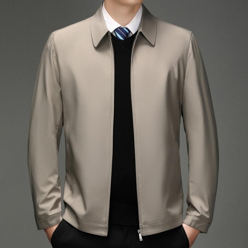 Men's Spring and Autumn New Middle-aged Men's Jacket Lapel Thin Middle-aged and Elderly Business Casual Men's Jacket Dad Wear