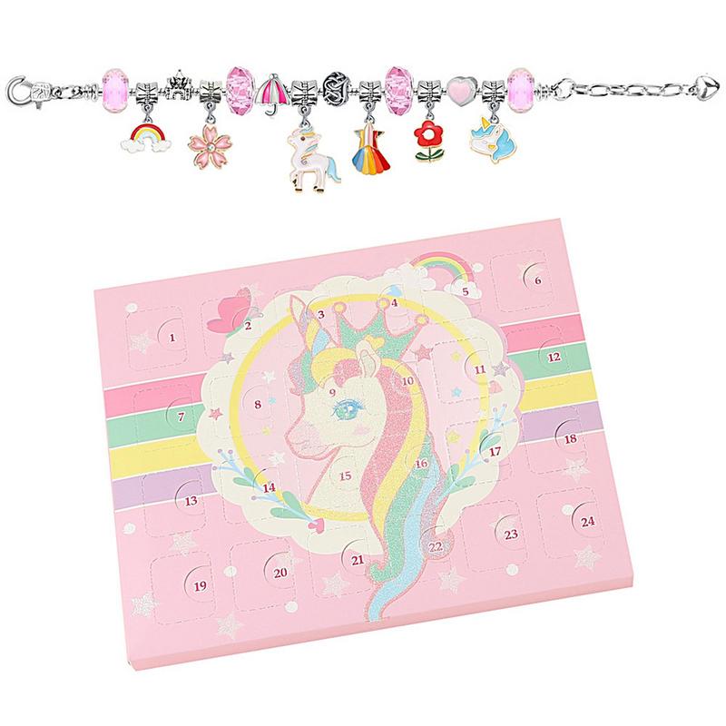 24 Tage Weihnachts-Countdown-Kalender Schmuckschatulle 2024 Weihnachts-Adventskalender Mädchen Armbänder Accessoires Für Neujahrsgeschenke