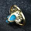 Water Droplet Shaped Blue Australian Treasure Inlaid with White Diamond Ring European and American Retro Water Droplet Food Ring