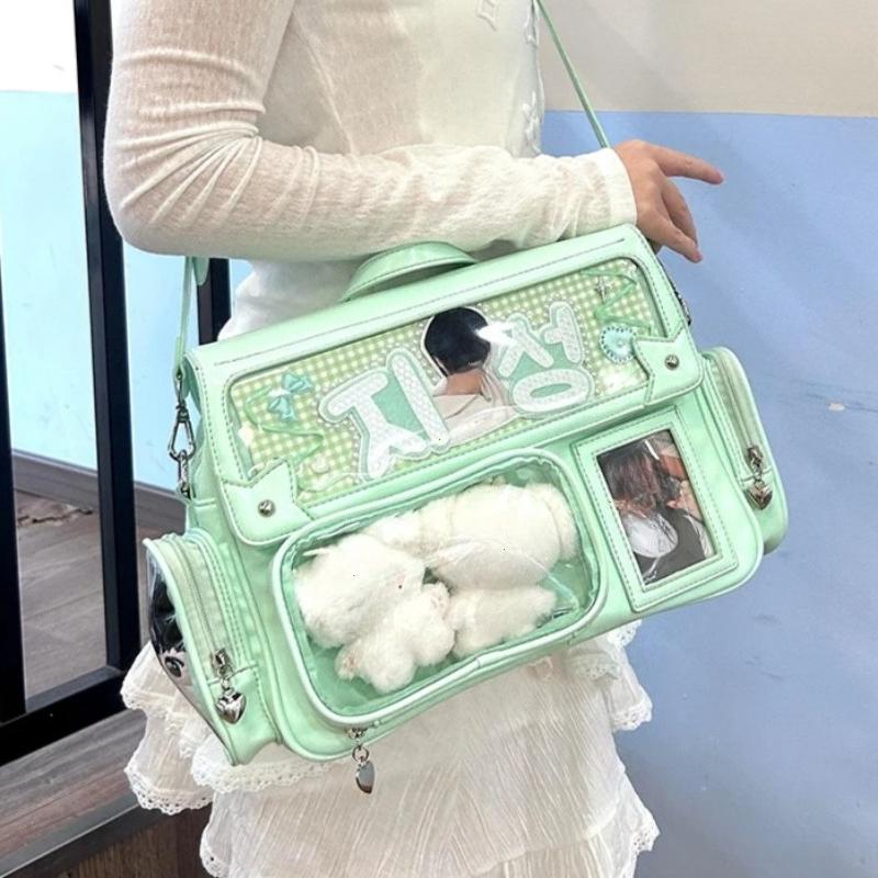Cute Transparent Ita Bag Large Capacity Crossbody Shoulder Bag For Lolita Badge Display
