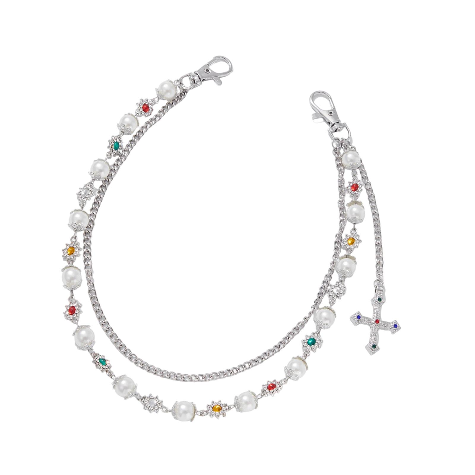 

Fashionable Imitation Pearls Crossed Chain Body Jewelry Trendy Unisex Accessory For Daily Wear Or Special Occasions серебряный