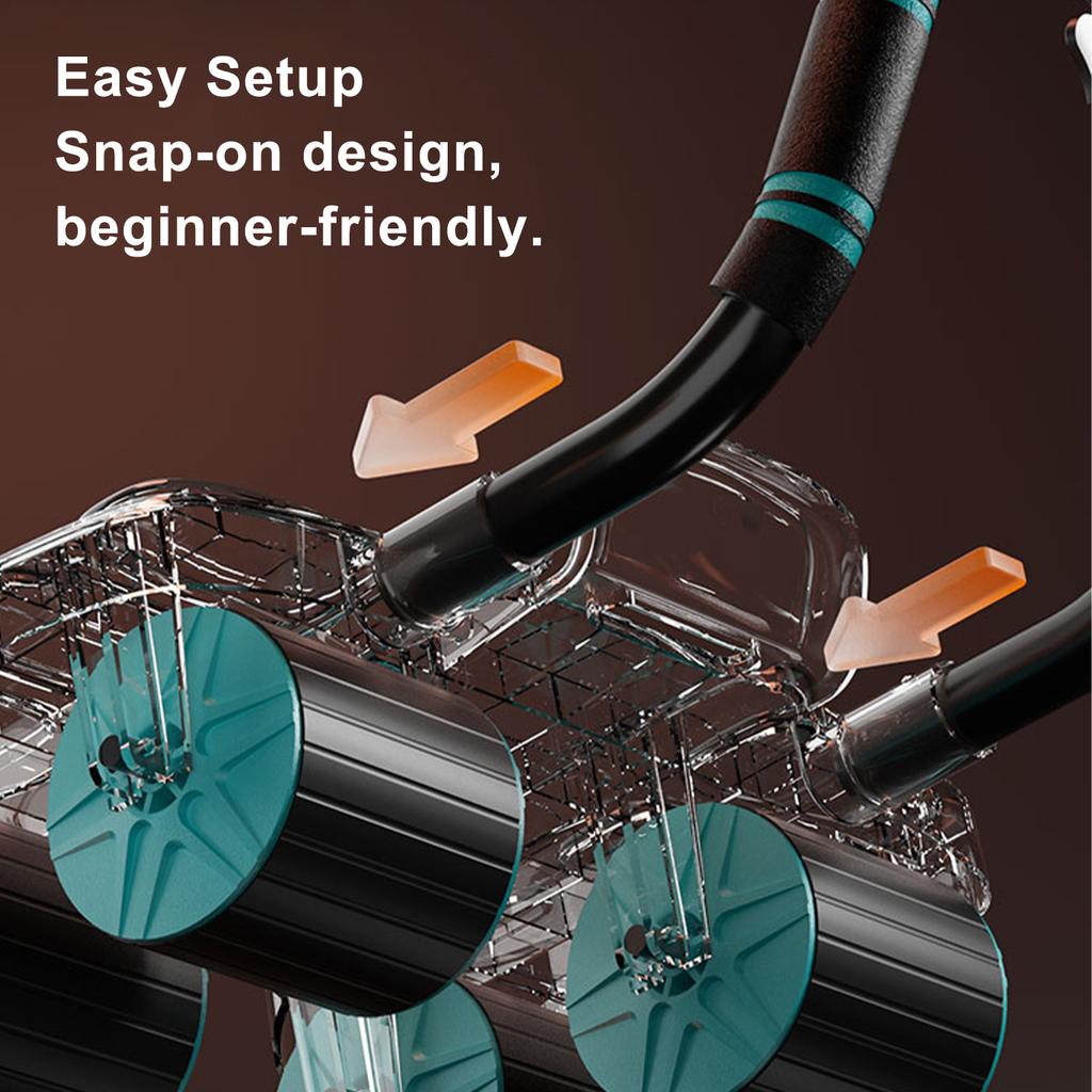 Automatic Rebound Ab Wheel with Elbow Support & 4-Wheel Stability – Includes Timer