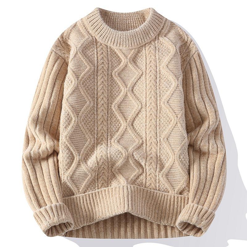 Autumn and winter new casual crew neck sweater base knitted sweater large size loose sweater