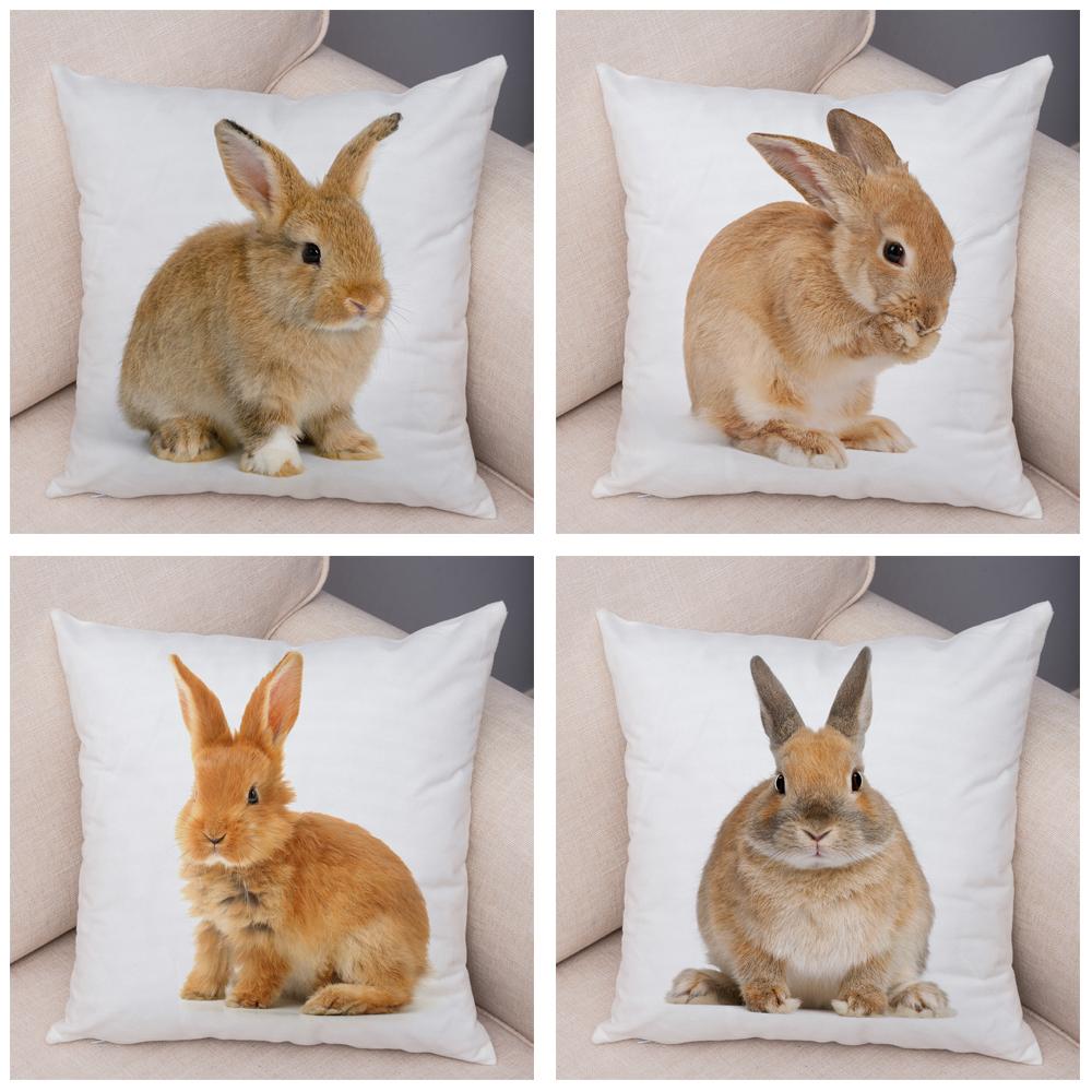 Home Sofa Kids Room Decor Cute Pet Animal Print Cushion Cover Pillowcase  Rabbit