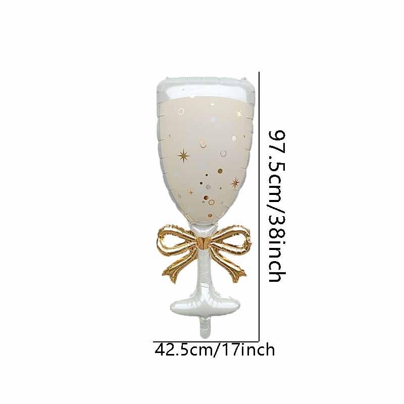 50pcs Platinum Champagne Glass-shaped Foil Balloons Happy New Year Party Atmosphere Decorations New Year Celebration Decor