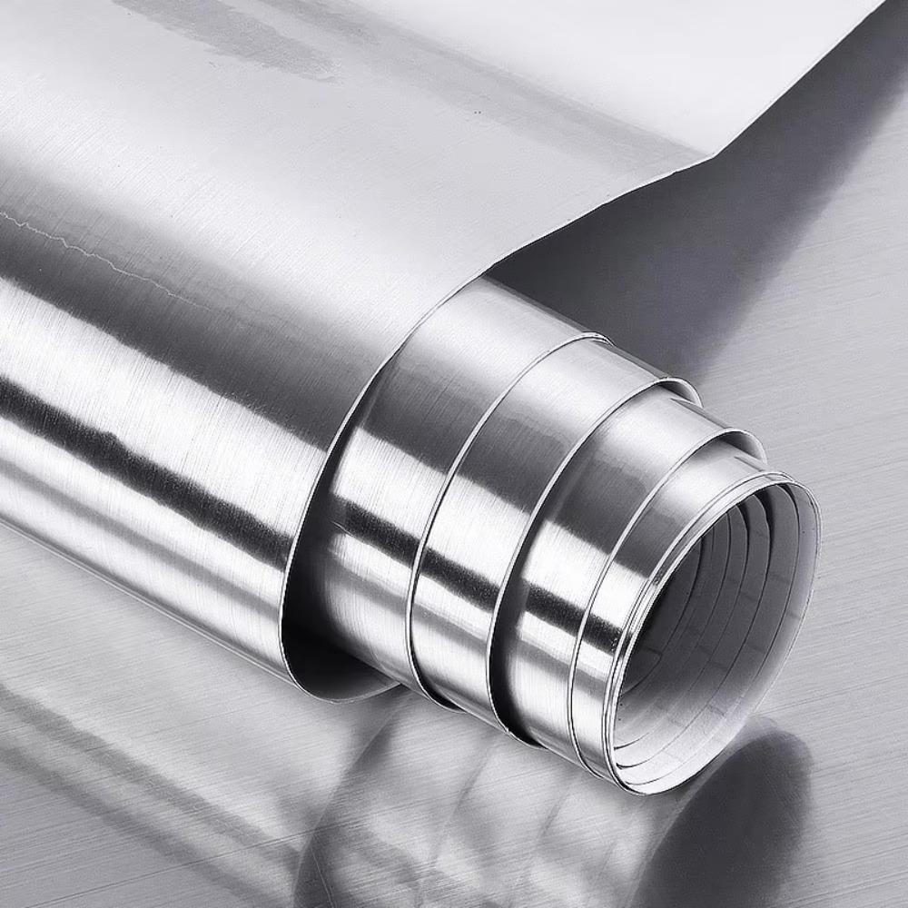 Autocolant de perete autoadeziv Hârtie de contact metalică îngroșată Folie anti-rugină pentru frigider Bucătărie