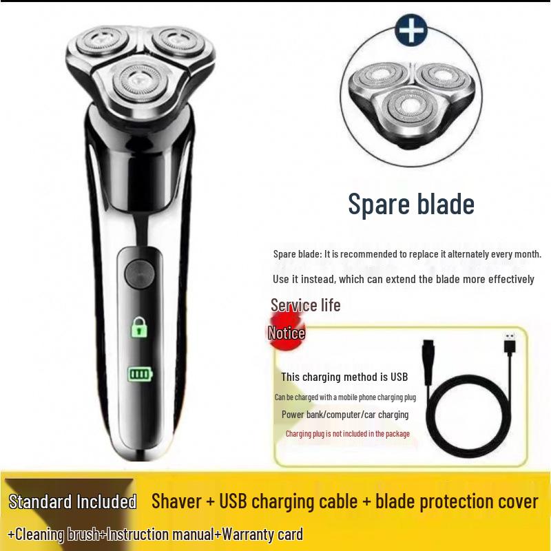 German Electric Shaver: 6-in-1 Multifunctional, Floating Triple Head, Waterproof Men's Beard Razor