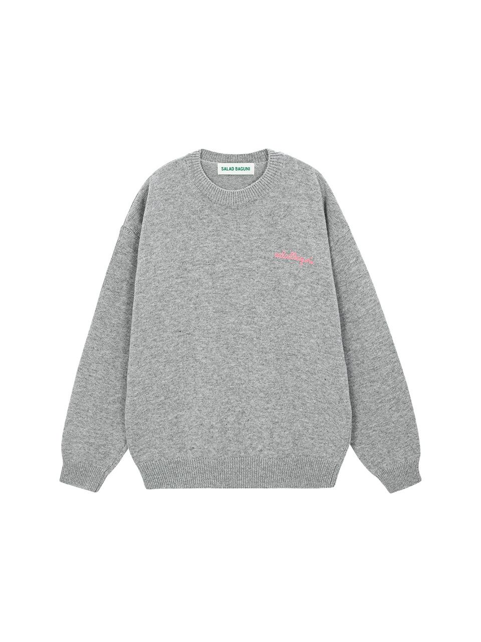 Salad Basket Lettering Semi-Over Pullover_Gray