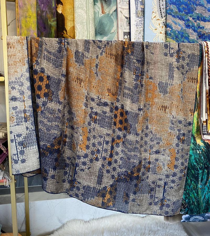 Mulberry silk 111 silk wool large square scarf collection hand-curled high-end gift silk scarf women's autumn shawl