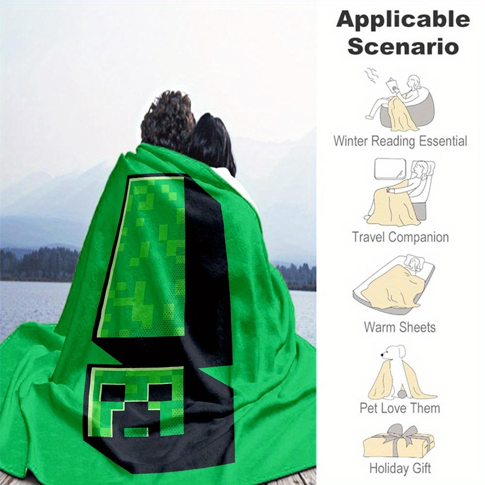 1pc Creeper Pixel game Theme Design Flannel Blanket - 3D Printed Soft Warm, All-Season Lightweight Throw for Camping Travel Bed-080713