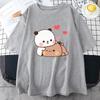 Cartoon Panda Bear Bubu and Dudu T Shirt EU Size Cotton Women Tops Kawaii Printed Harajuku Ullzang Tees ONeck Anime Female