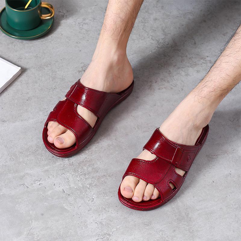 Red Open-Toe PVC Korean Casual Beach Slippers: Comfortable, Fashionable Adult Flip Flops