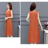 Fashionable V-Neck Sleeveless Dress Elegant Long Vest Dress Breathable Jacquard Fabric Stretchy Summer Dress