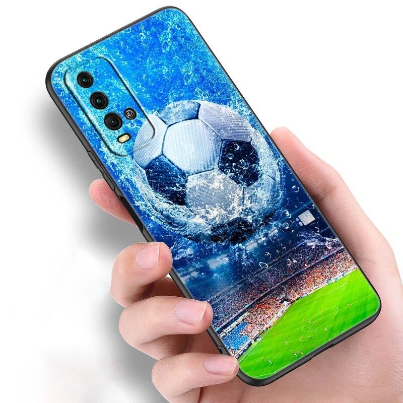 Ogień Piłka nożna Piłka nożna Silikonowe etui na telefon do Xiaomi Redmi Note 11 10 9 8 Pro 11T 10T 10S 9S 8T 9 9A 9C 9T Czarne etui Coque