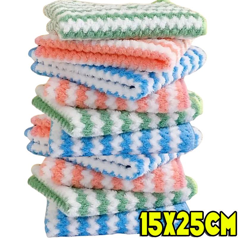 

10-100PCS Super Absorbent Dishcloths Coral Fleece Cleaning Cloths Thickened Kitchen Washing Dish Rags Glass Windows Wipe Towel 10PCS