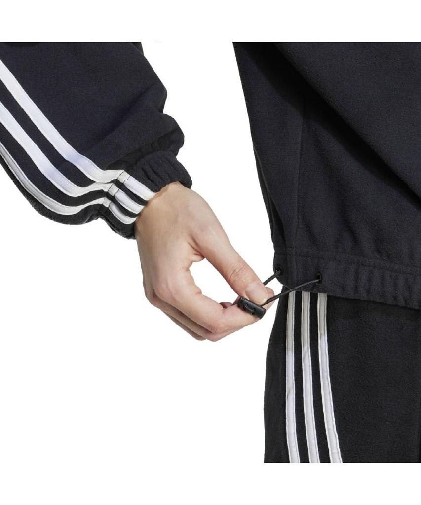 Adidas Future Icon Polar Fleece Zip Top JNV01 Black 3-Stripes 1/4 Women's (IV7511) J/M