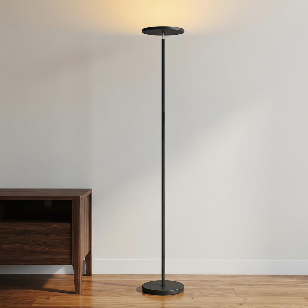 Lampada da terra RGB Uplighter, Lampada Dimmerabile con Telecomando e Controllo Touch, Testa Rotante a 350 gradi, Nero