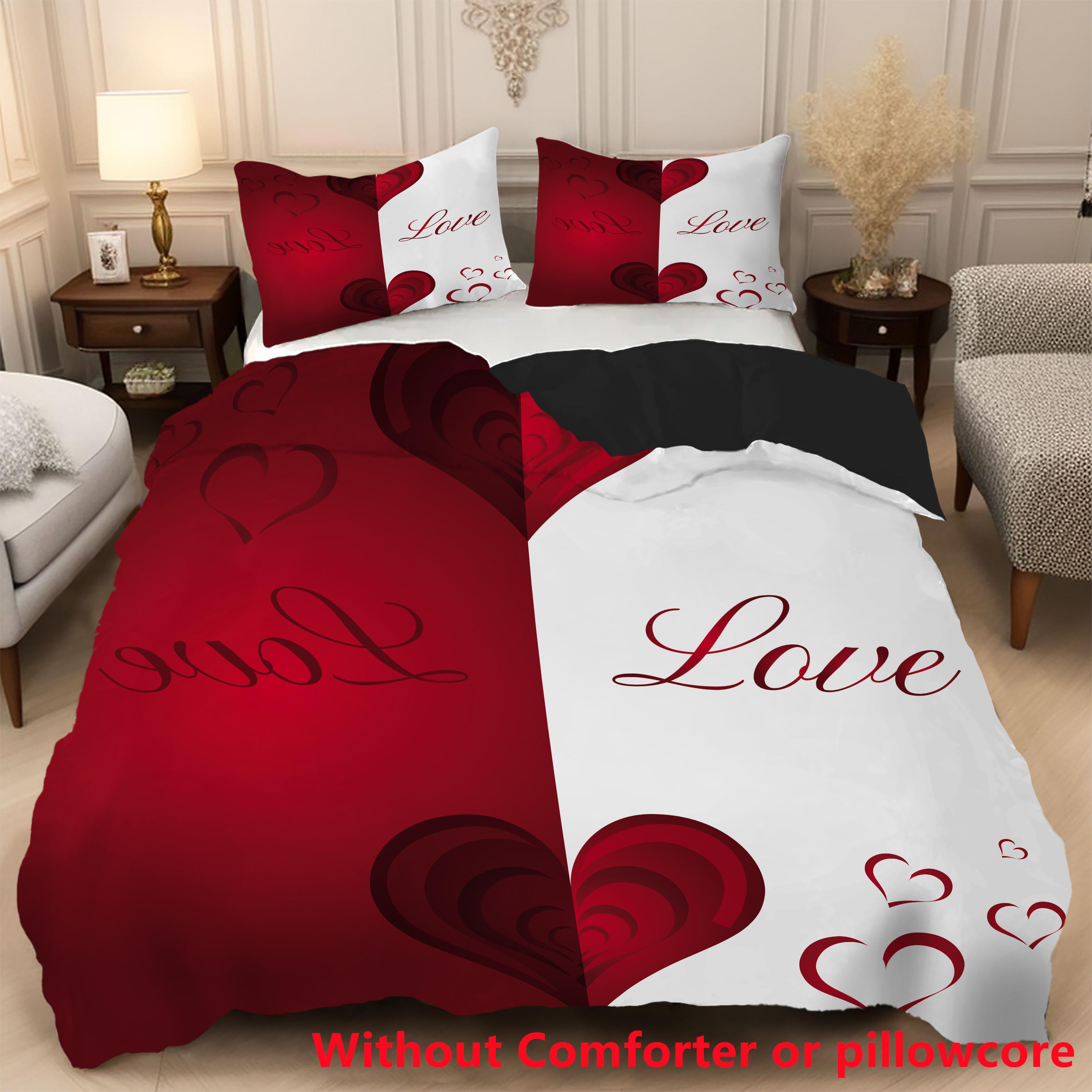 

Комплект пододеяльника с 3D-принтом в виде сердца, роскошный романтический тематический мягкий комплект постельного белья, подарки для пары на День святого Валентина, декор для спальни EU single(135x200cm)