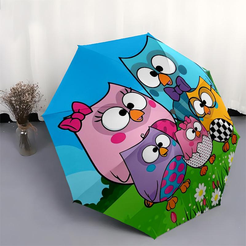 1pc Owl Family Themed High-quality Umbrella,Automatic Opening and Closing Umbrella,Multi-functional Umbrella G0811332