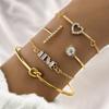 European & American Love Knot Alloy Bracelet Set: 4-Piece Creative Geometric Heart Design