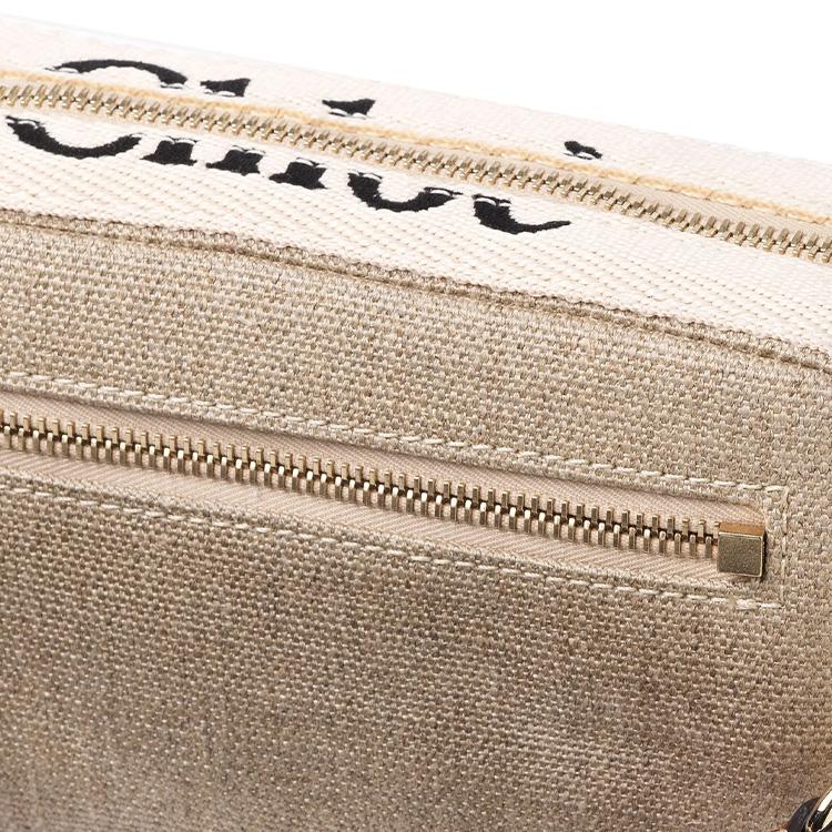 Chloe Holz-Buchstaben-Logo Reißverschluss Leinen-Canvas Hüfttasche Damen Taschen Braun CHC23-AS432L06-27S