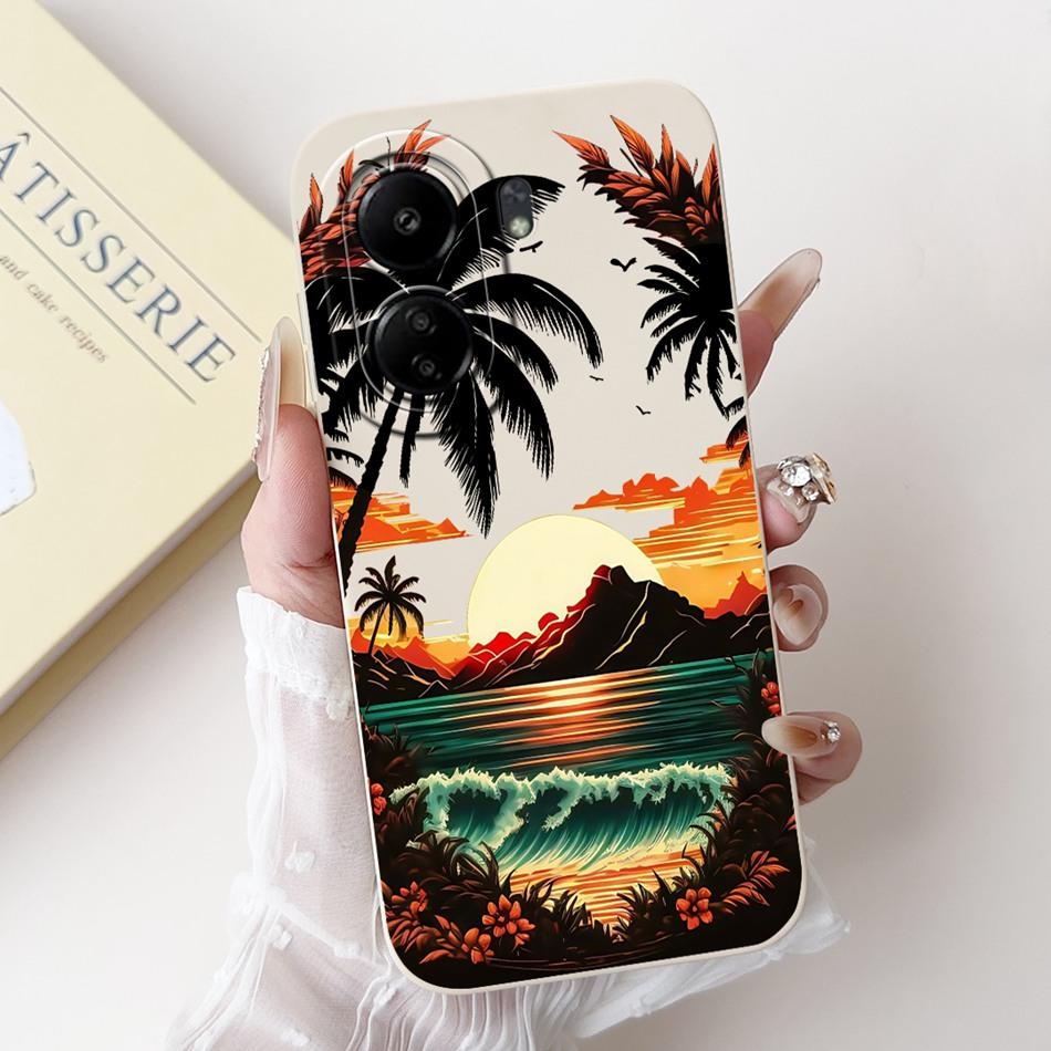 For Xiaomi Redmi 13C New Fashion Dusk Beach Painting Case For Redmi 13C 4G Soft Silicone Phone Cases