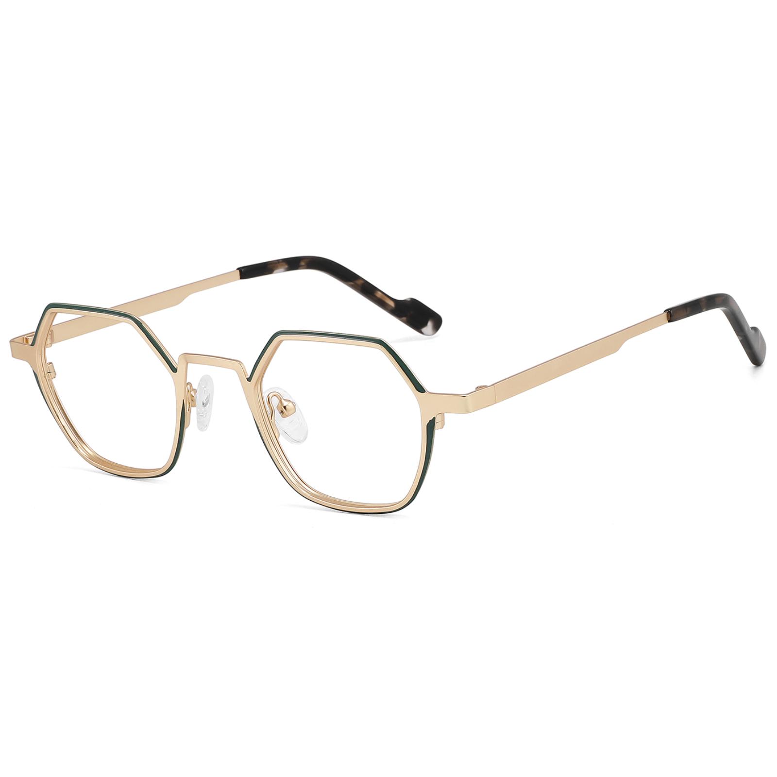 New Plate Metal Eyeglass Frame Retro Round Luxury Brand Small Frame Hexason Steampunk Sunglasses Women Style Fashion Glasses