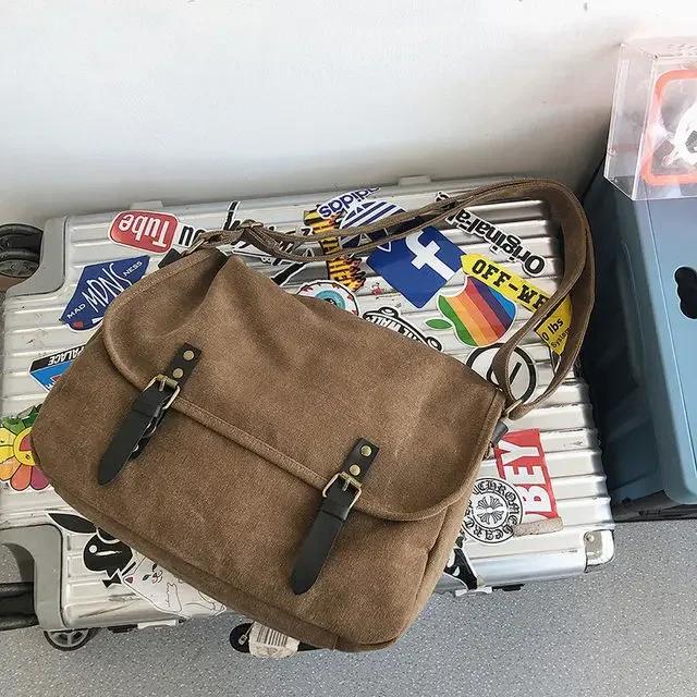 Crossbody Bags Canvas Large Capacity Mens Casual Handbags Vintage Shoulder Messenger Bag Leisure Student Satchel Package bolsos