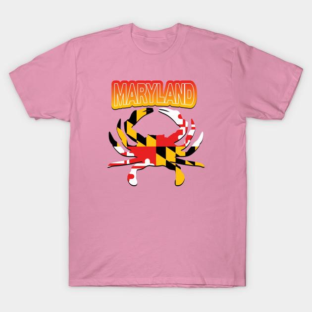 Printed Maryland Flag Crab Womens Fashion Shot Sleeves T-Shirt Printed Maryland Flag Crab Womens Fashion Shot Sleeves T-Shirt