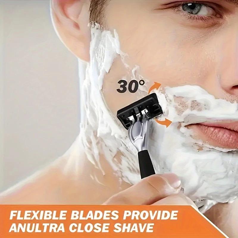 Six-Layer Men's Manual Razor with Metal Shaver Head