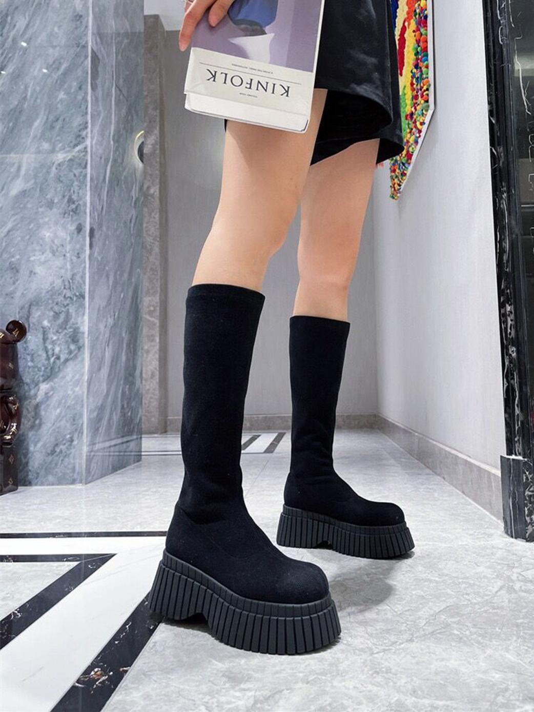 

Рожеві жіночі чоботи на гумці Нові туфлі без взуття Модні жіночі шкарпетки на танкетці Взуття Взуття на платформі Botines Mujer Ботильйони 37