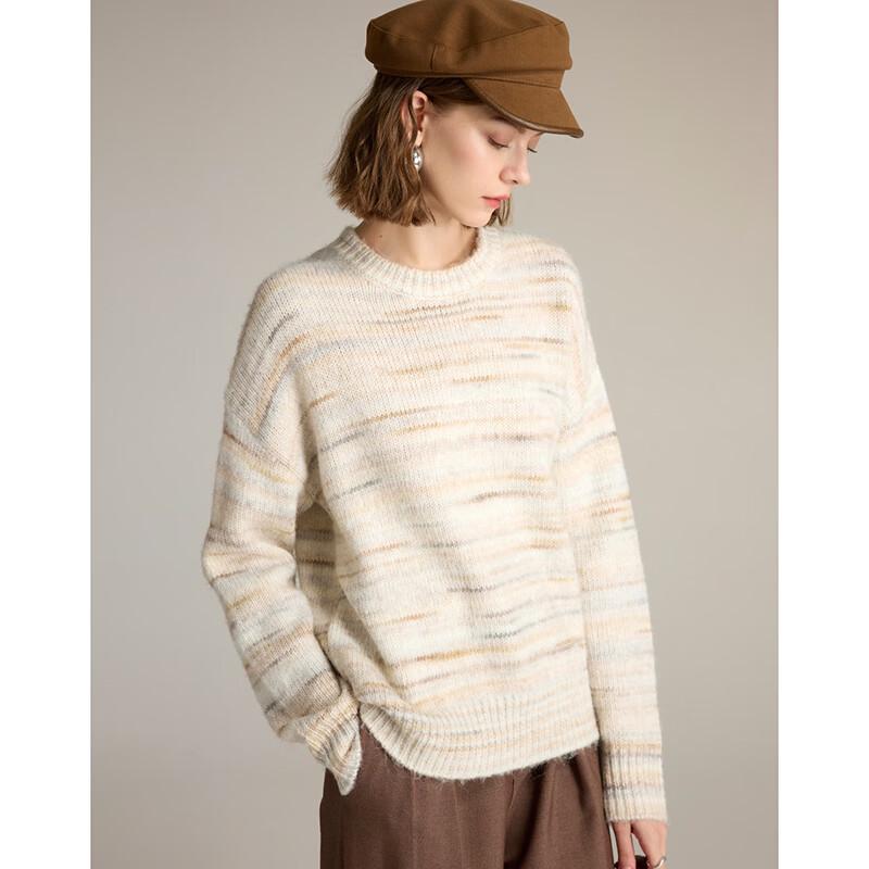 Women's Wool-Blend Striped Round Neck Knit Sweater