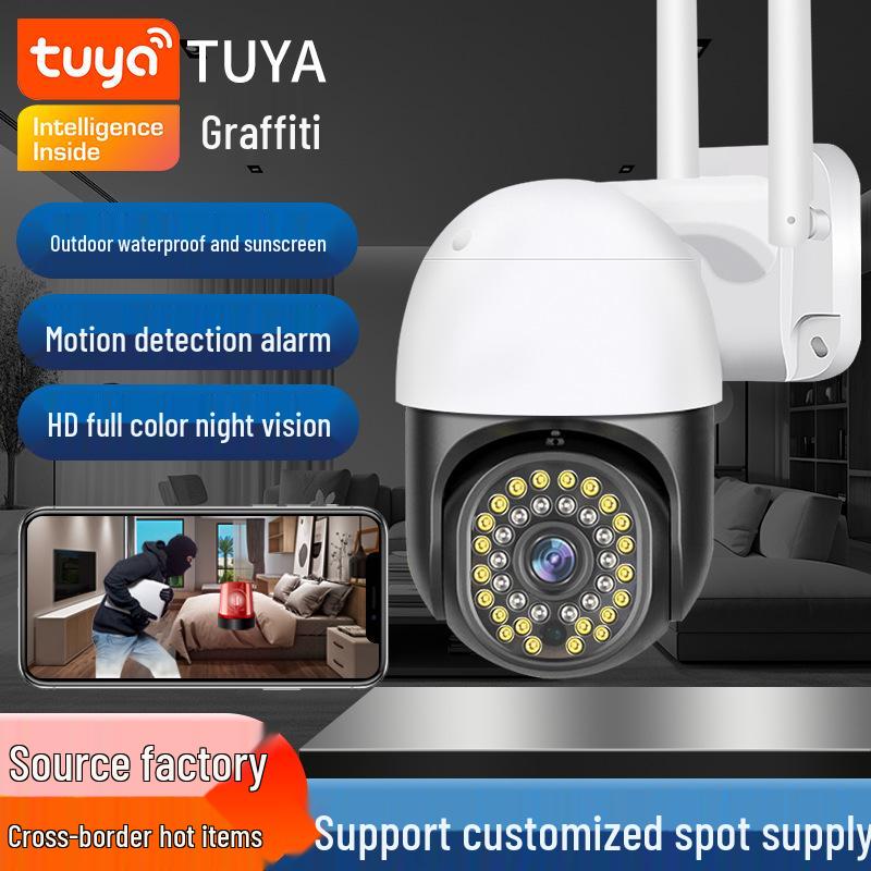

TUYA Outdoor PTZ 6MP Graffiti Camera with WIFI, POE, Night Vision, and Infrared (3200x1800). 6MP UK Plug