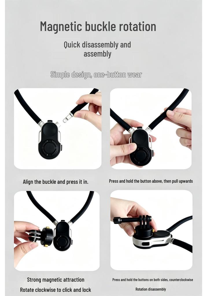 Magnetic Neck Holder Pro for Action Cameras: Ideal for First-Person Vlogs and Live Streaming.