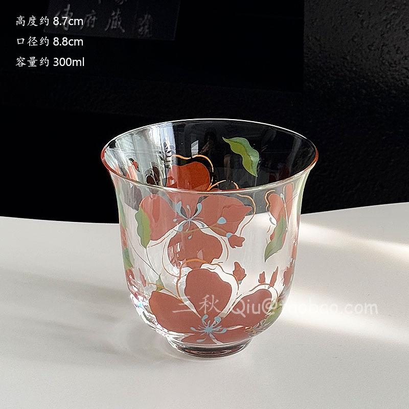 

Vintage High Borosilicate Glass Cup,Office Heat-resistant Coffee Cups,High Aesthetic Printed Light Luxury Tea Cup,Christmas Gift 300 310ml