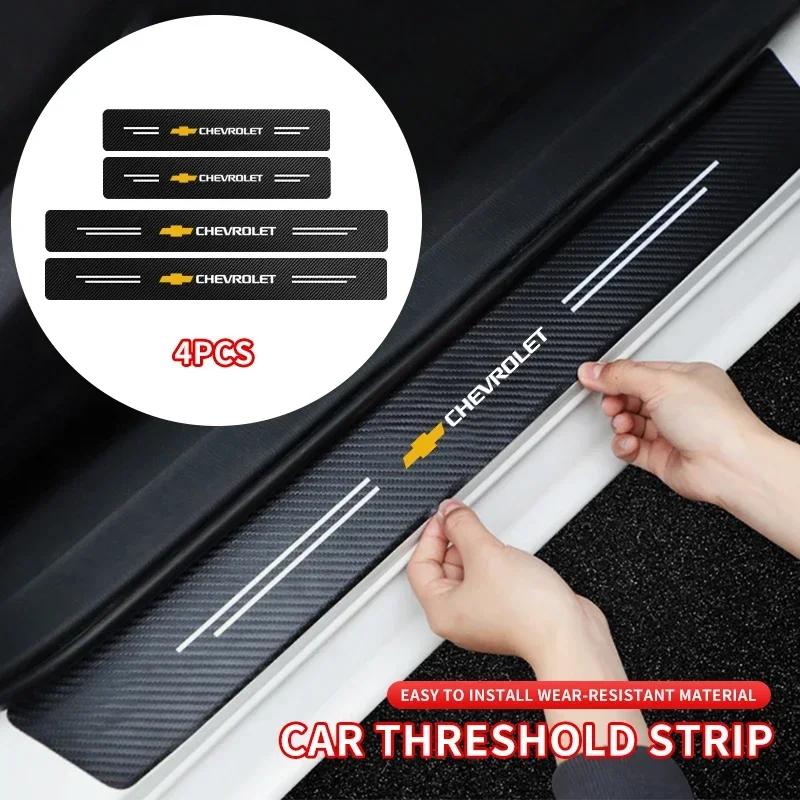 4 szt./zestaw Folia Anty-Zarysowaniowa na Progi Samochodu z Włókna Węglowego Dla Chevrolet Cruze Colorado Spark Captiva Malibu Trax Aveo Stylizacja Samochodu
