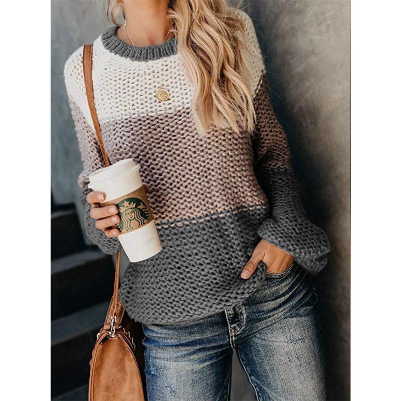 

Женский осенне-зимний свитер-пуловер плотной вязки XL серый