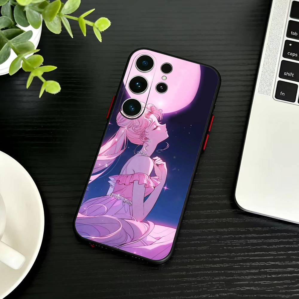 Cartoon G-Sailor M-Moons Phone Case For Samsung S26,S25,S24,S23,S22,S21,S20,Ultra,Plus,FE Black Soft Cover