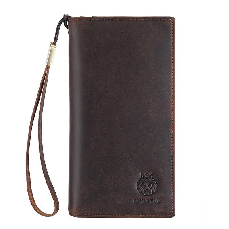 Crazy Horse Leather RFID Anti Theft Brush Wallet Men s Long European American Retro Cross Border Vertical 11x4x20
