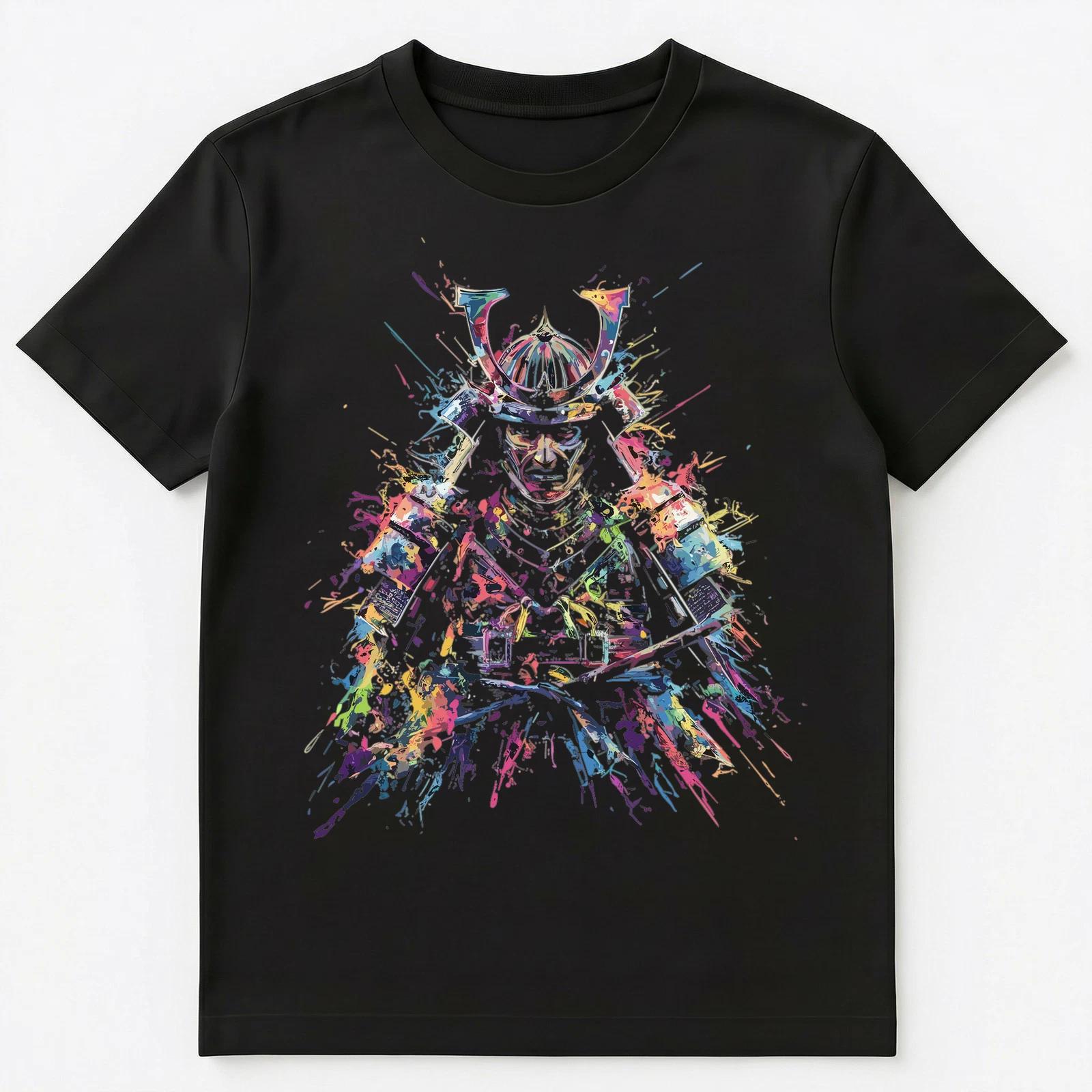 

Colorful Paint Splash Japanese Samurai Art Graphic Unisex T-Shirt S