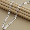 Wholesale 925 Sterling Silver Men Flat Sideways Chain Necklace 4MM 16"-30"