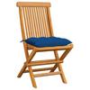 Garden Chairs with Blue Cushions 6 Pcs Solid Teak Wood