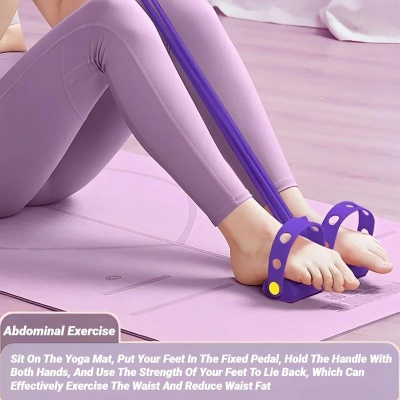 Tensioner a Pedale a Quattro Tubi Attrezzatura Multifunzionale per il Fitness Domestico Yoga Addominali Rinforzo Banda Elastica Corda di Tensione